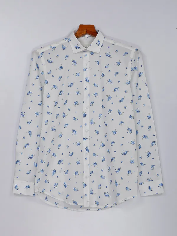 Gianti white cotton printed shirt