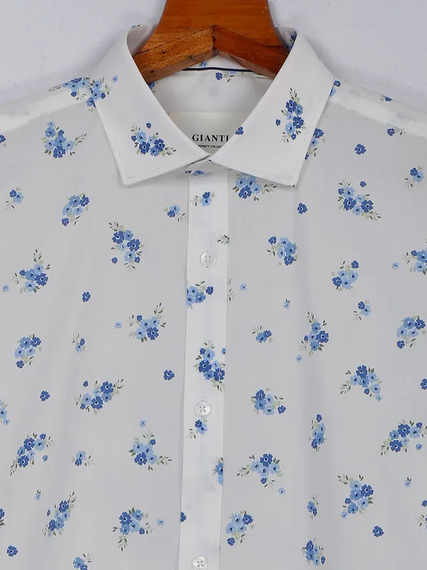 Gianti white cotton printed shirt