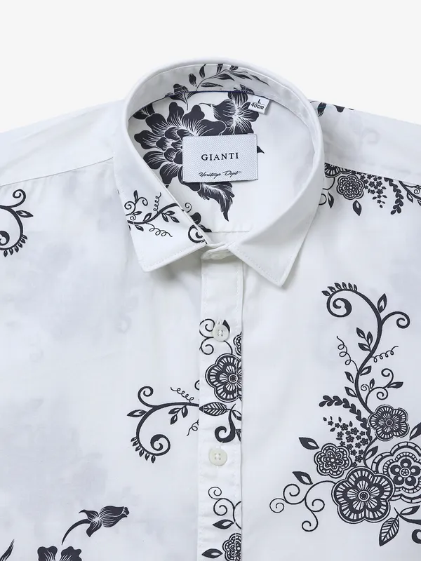 GIANTI white floral printed shirt