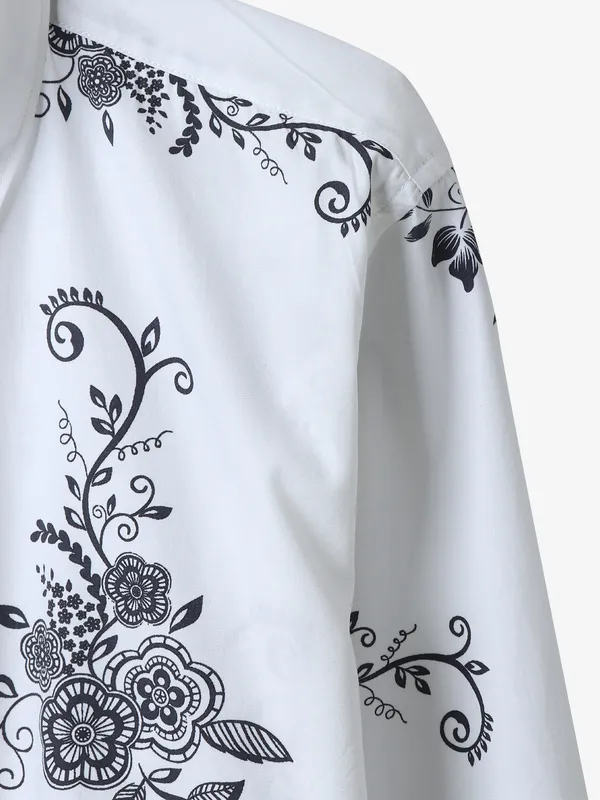 GIANTI white floral printed shirt