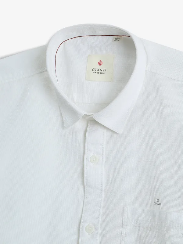 GIANTI white textured cotton casual shirt