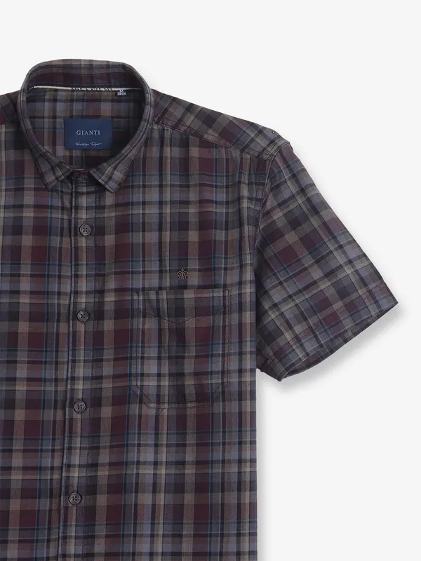GIANTI wine cotton checks shirt