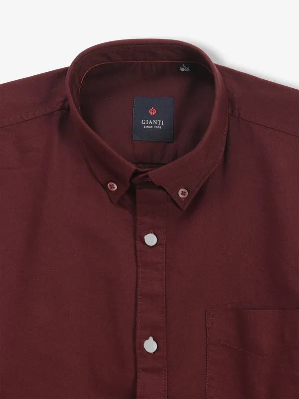 GIANTI wine plain buttondown collar slim fit shirt