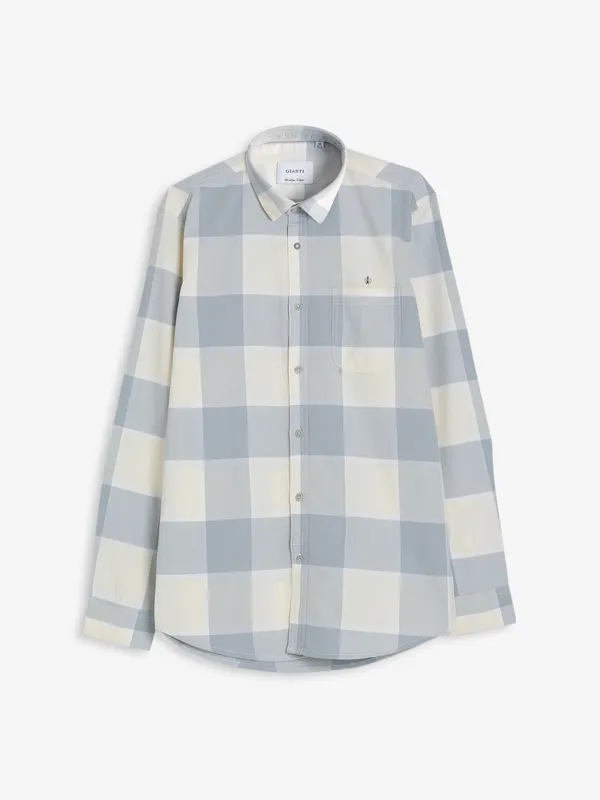 Gianti yellow and grey checks shirt