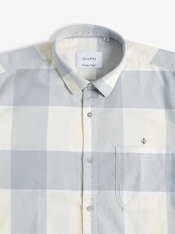 Gianti yellow and grey checks shirt