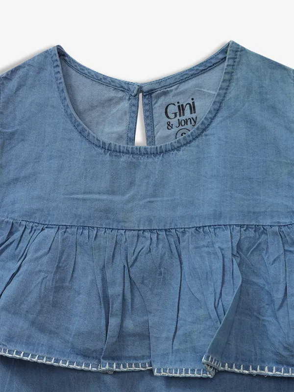 GINI & JONY blue plain denim top
