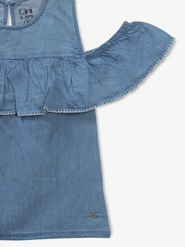 GINI & JONY blue plain denim top