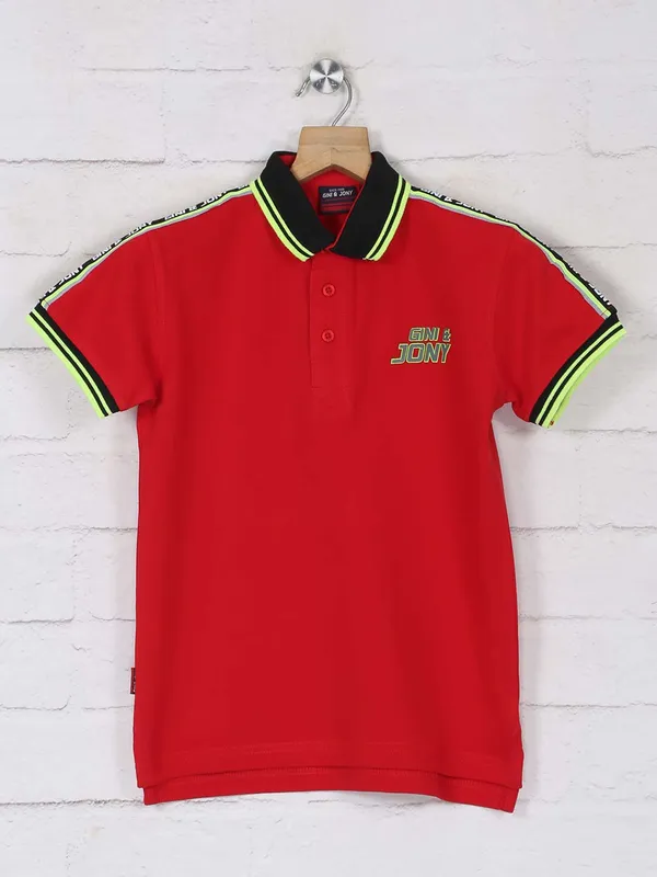 Gini & jony cotton poppy red polo t-shirt