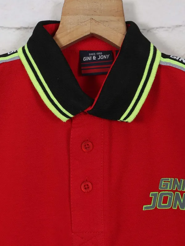 Gini & jony cotton poppy red polo t-shirt