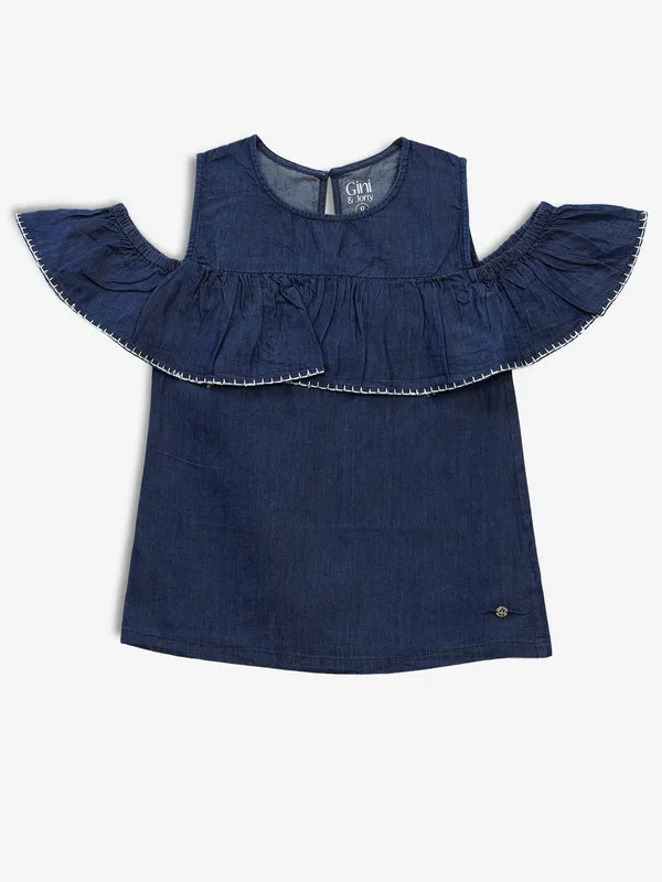 GINI & JONY dark blue plain denim top