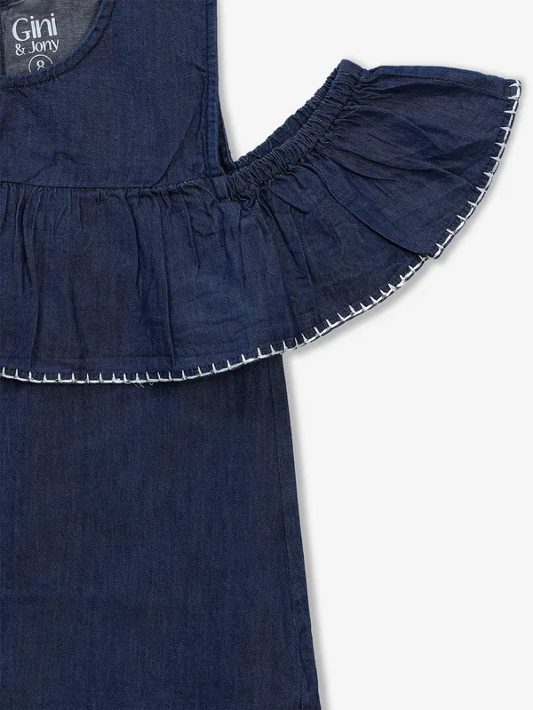 GINI & JONY dark blue plain denim top