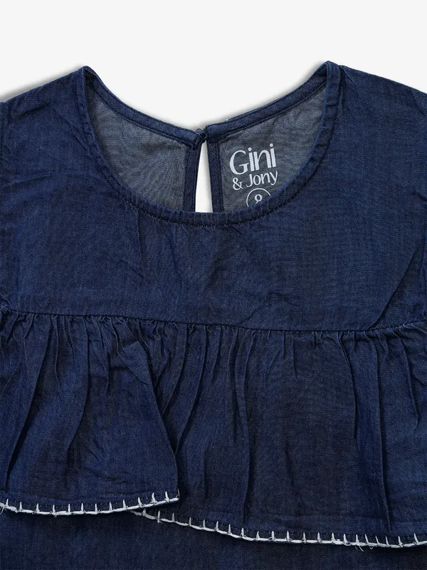 GINI & JONY dark blue plain denim top