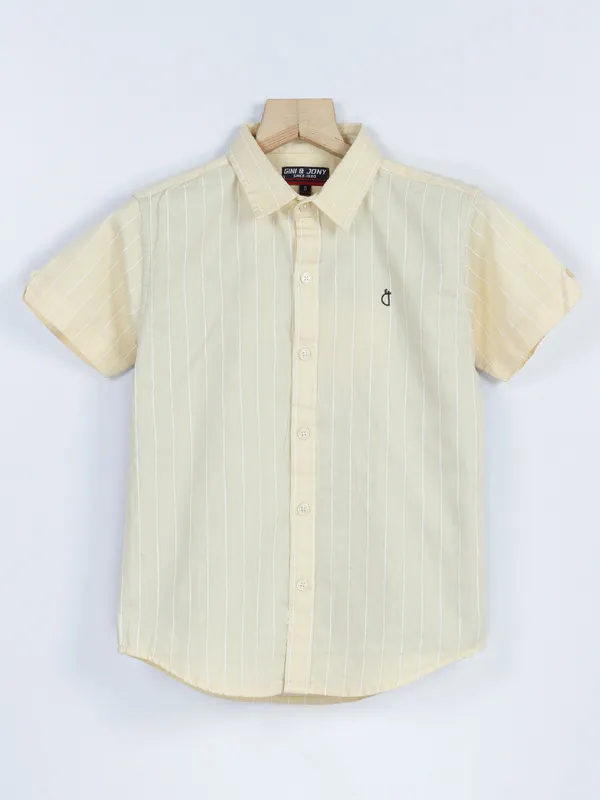 Gini & Jony light yellow cotton stripe shirt