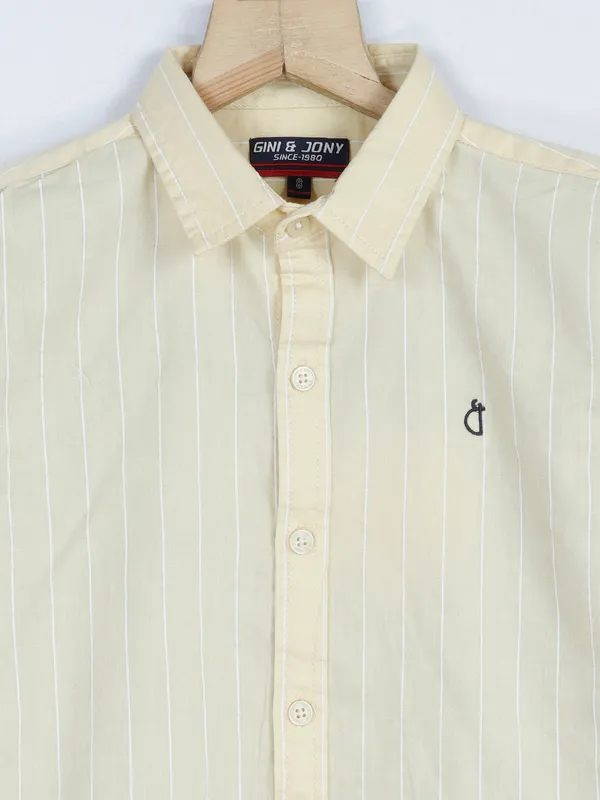 Gini & Jony light yellow cotton stripe shirt