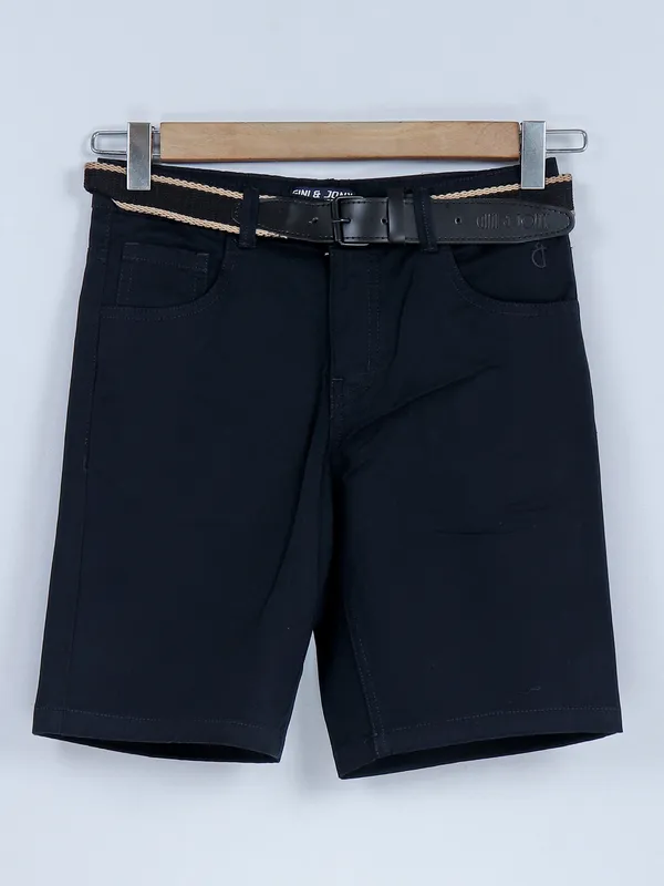 Gini & Jony navy solid cotton shorts