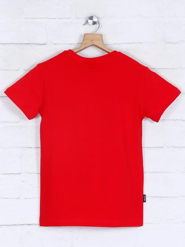 Gini and Jony red printed casual boys t-shirt