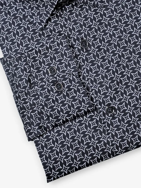 GINNETI black printed cotton silk shirt