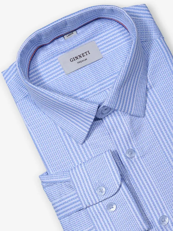 GINNETI blue printed party-wear shirt