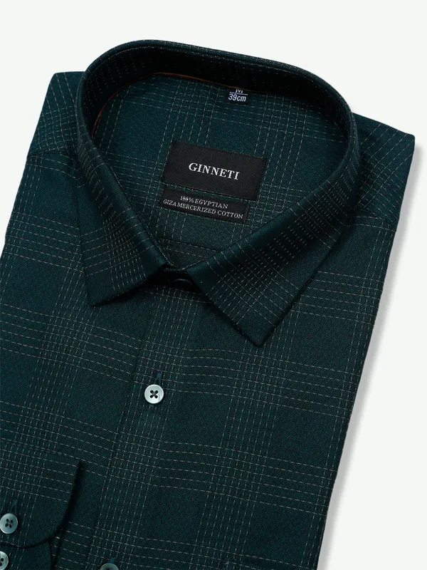 Ginneti bottle green cotton shirt