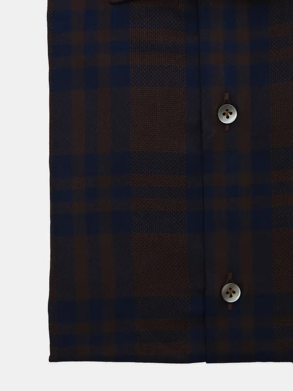 Ginneti brown checks cotton partywear shirt