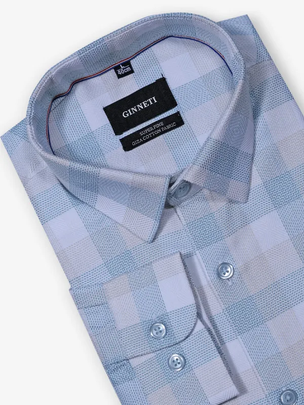 GINNETI checks sky blue shirt