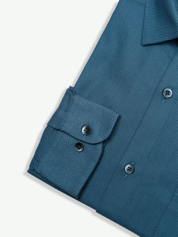 Ginneti cotton stone blue textured shirt