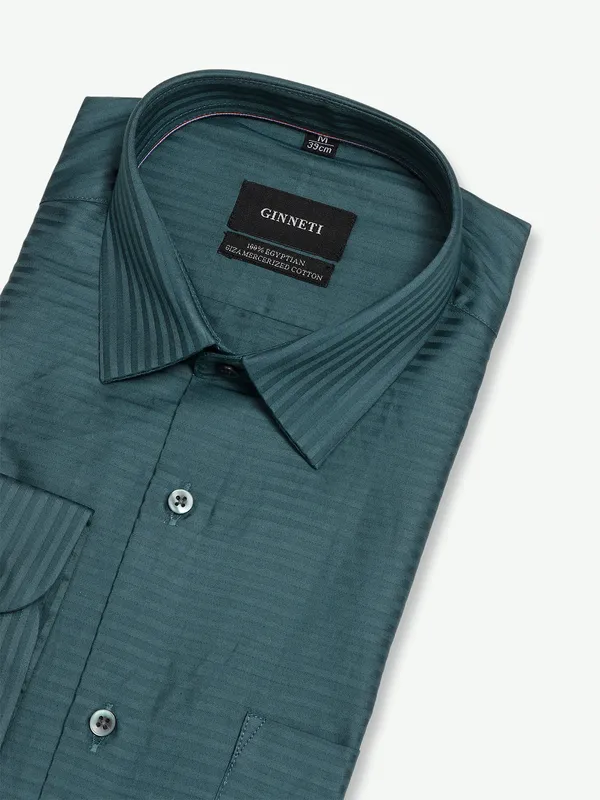 Ginneti cotton teal blue stripe shirt