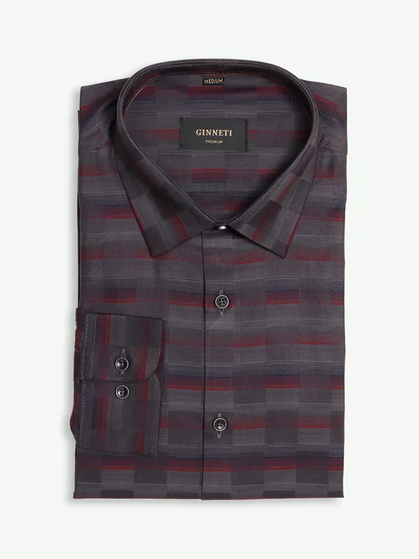 Ginneti dark grey cotton printed shirt