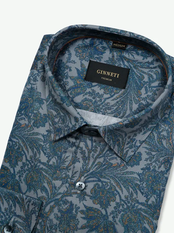 Ginneti dark grey printed shirt