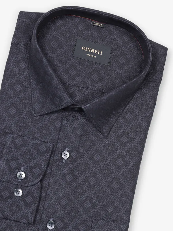 GINNETI dark grey stripe cotton shirt