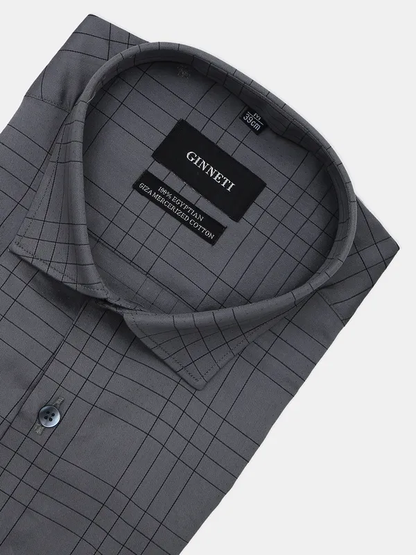 Ginneti grey party wear slim fit cotton shirt