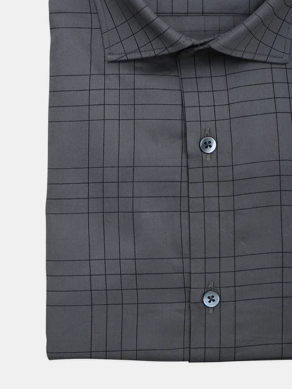 Ginneti grey party wear slim fit cotton shirt