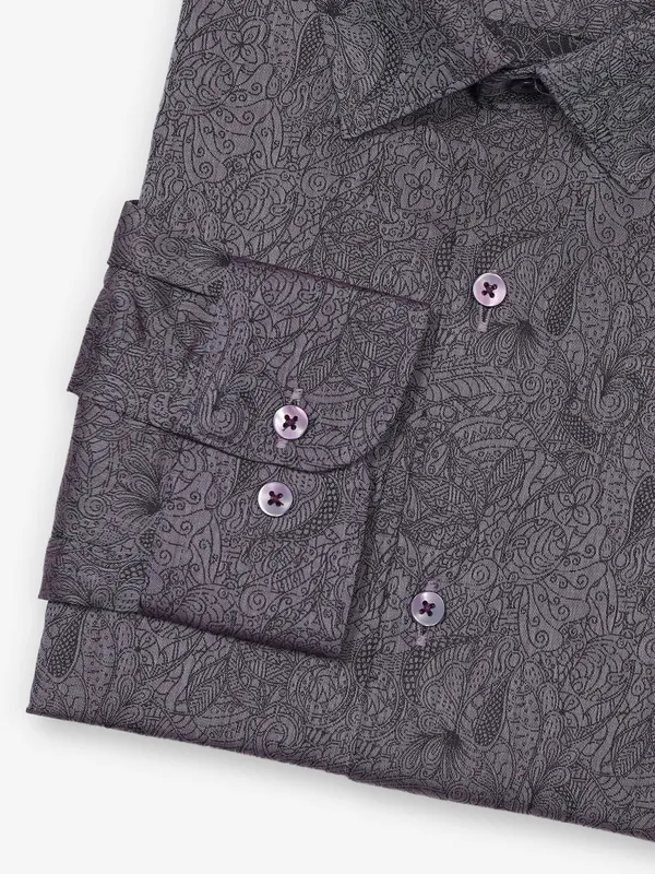 GINNETI grey printed cotton shirt fir mens