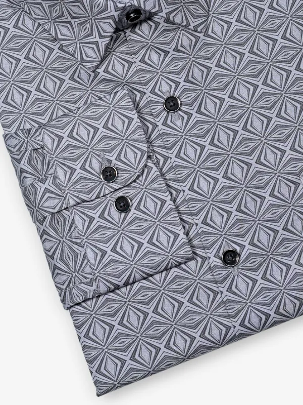 GINNETI grey printed cotton shirt in silk
