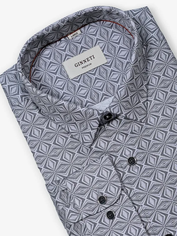 GINNETI grey printed cotton shirt in silk