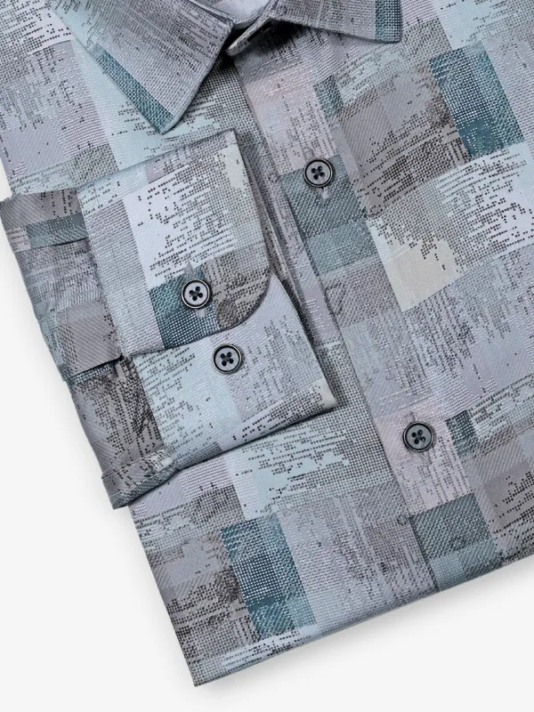 GINNETI grey printed shirt in cotton silk