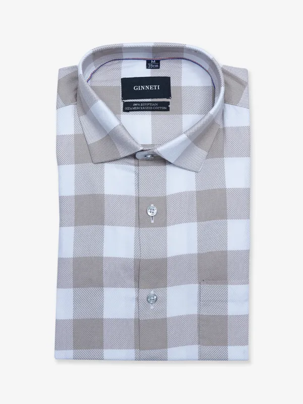 Ginneti khaki checks cotton shirt