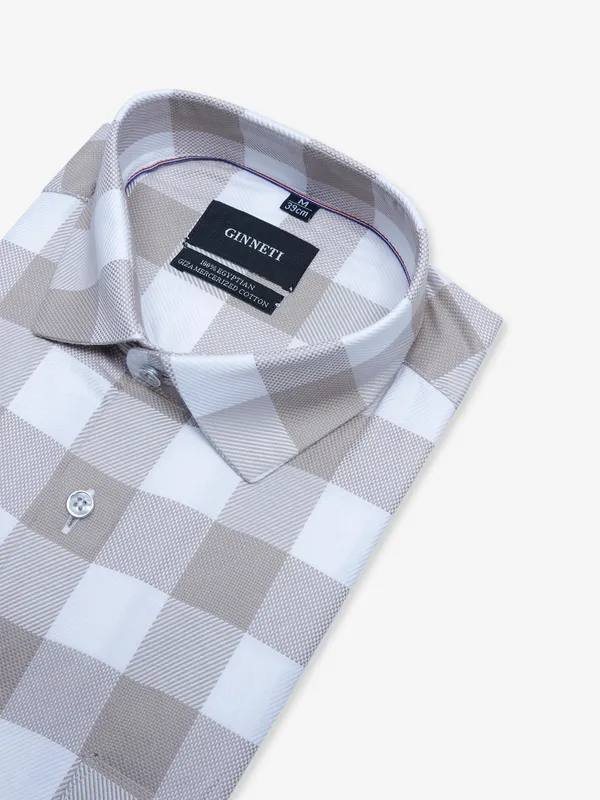 Ginneti khaki checks cotton shirt