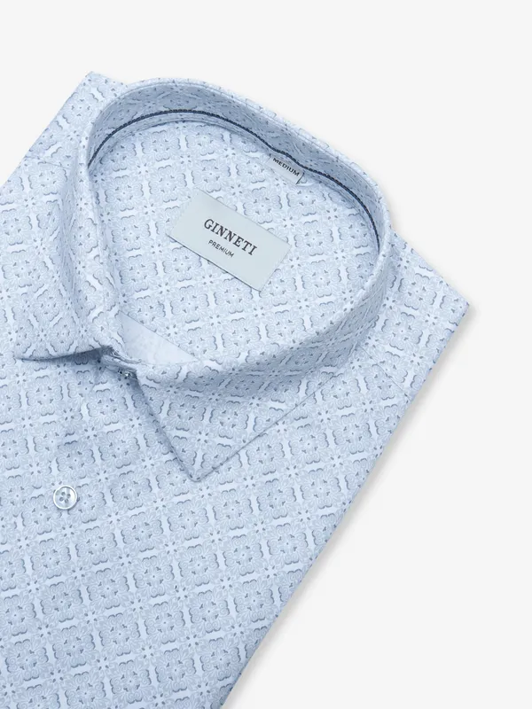 Ginneti light grey cotton printed shirt