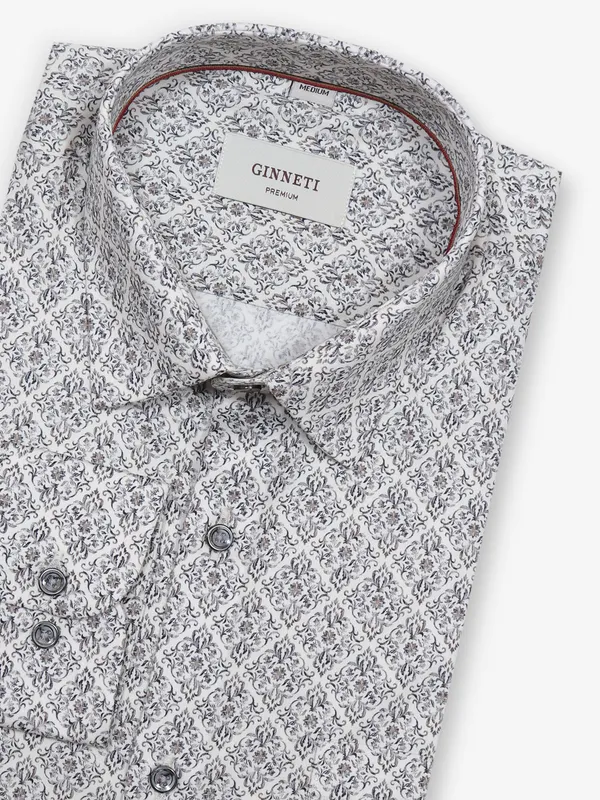 GINNETI party style printed off white shirt