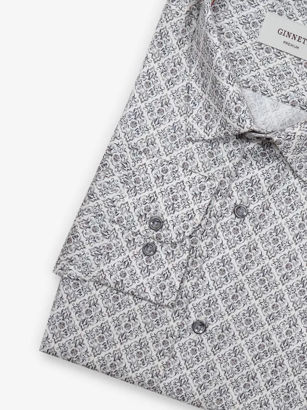 GINNETI party style printed off white shirt