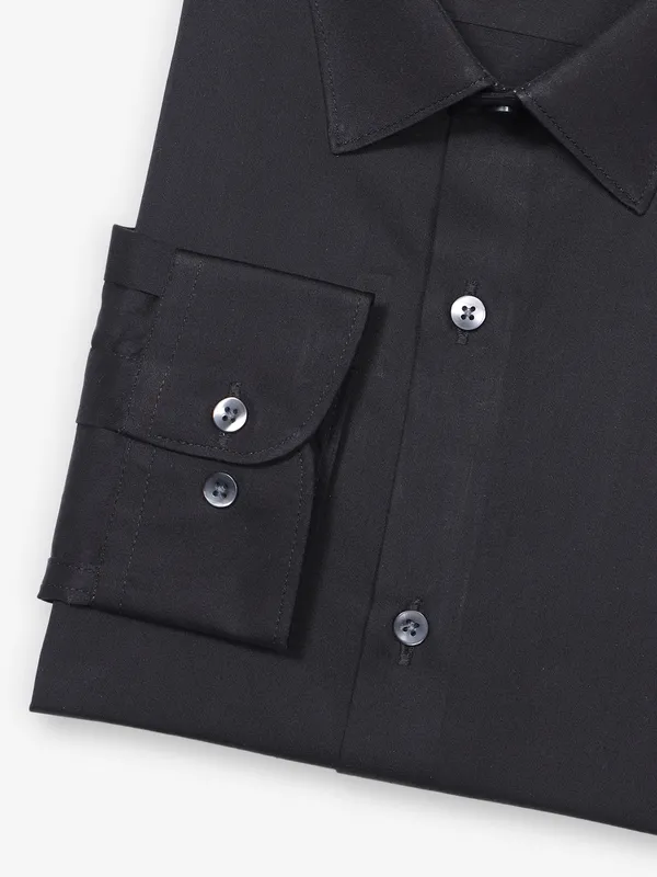 GINNETI plain black cotton party wear shirt