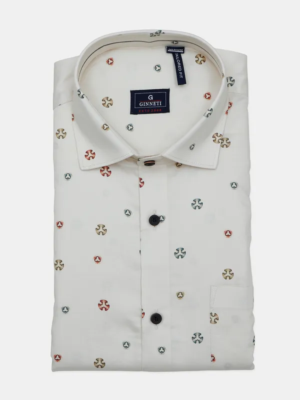 Ginneti presented cream printed shirt