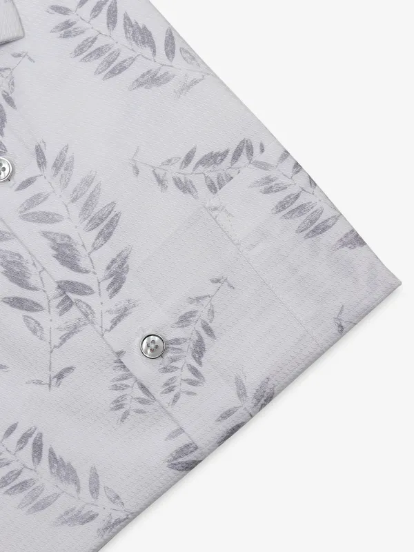 GINNETI printed light grey cotton shirt