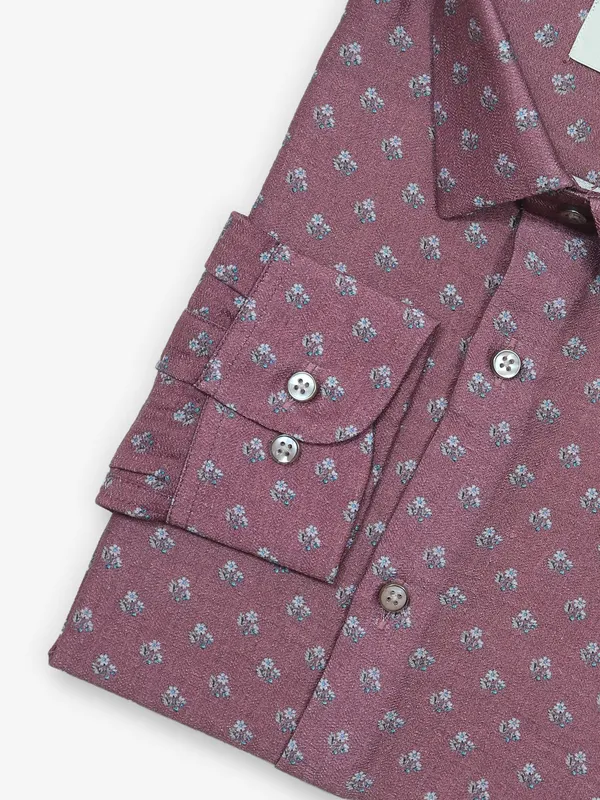 GINNETI printed light maroon  cotton shirt