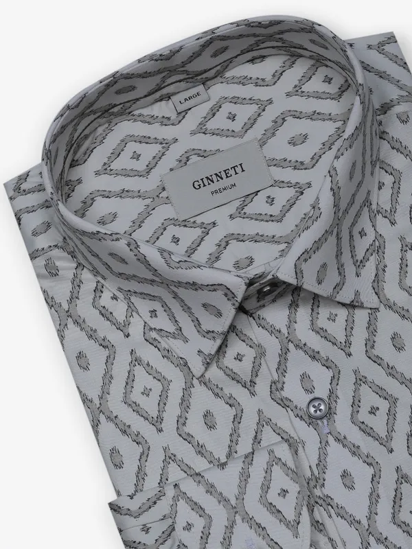 GINNETI printed off-white cotton shirt