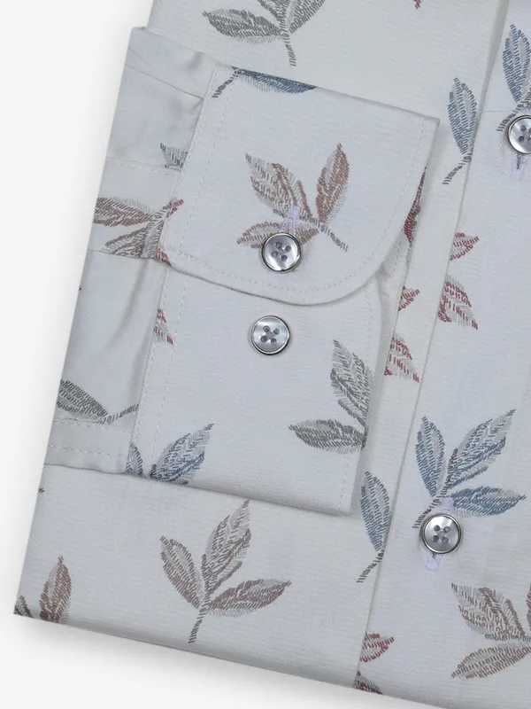 GINNETI printed off-white cotton shirt for men