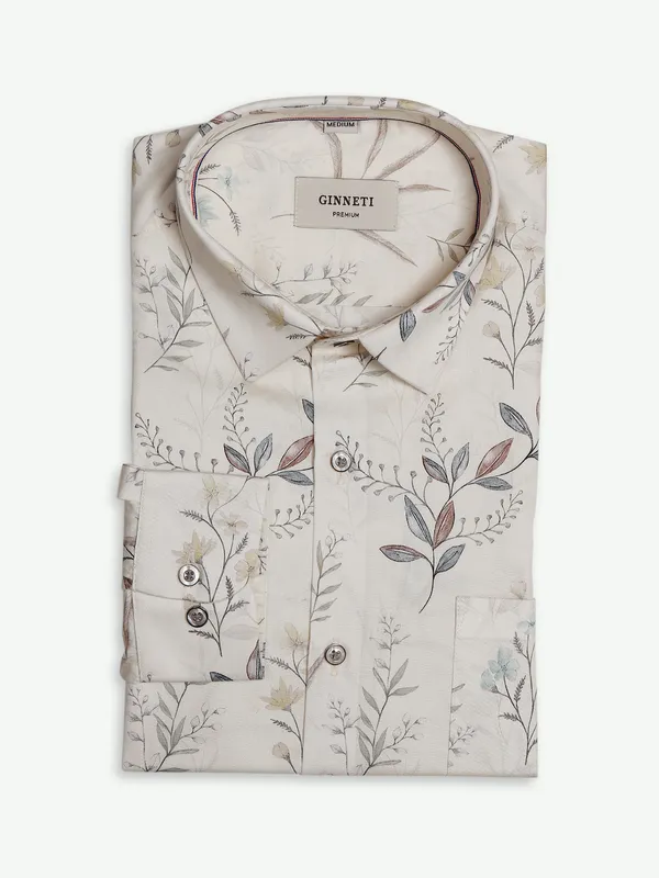 Ginneti printed off white shirt