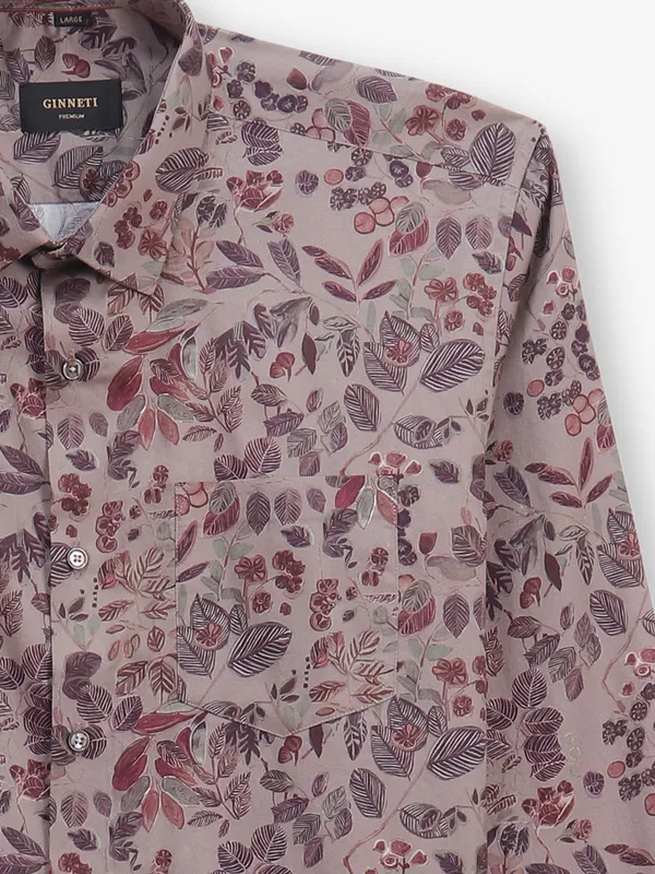 GINNETI rosy brown cotton silk shirt