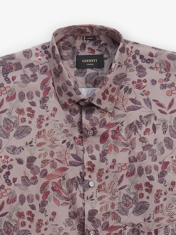 GINNETI rosy brown cotton silk shirt